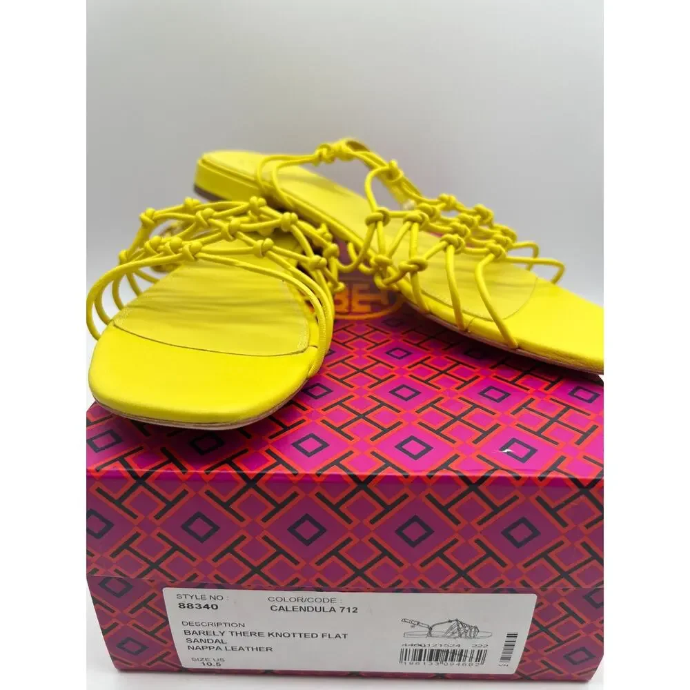 Tory Burch Barley There Knotted Flat Calendula Leather Sandals Size 10.5 NEW